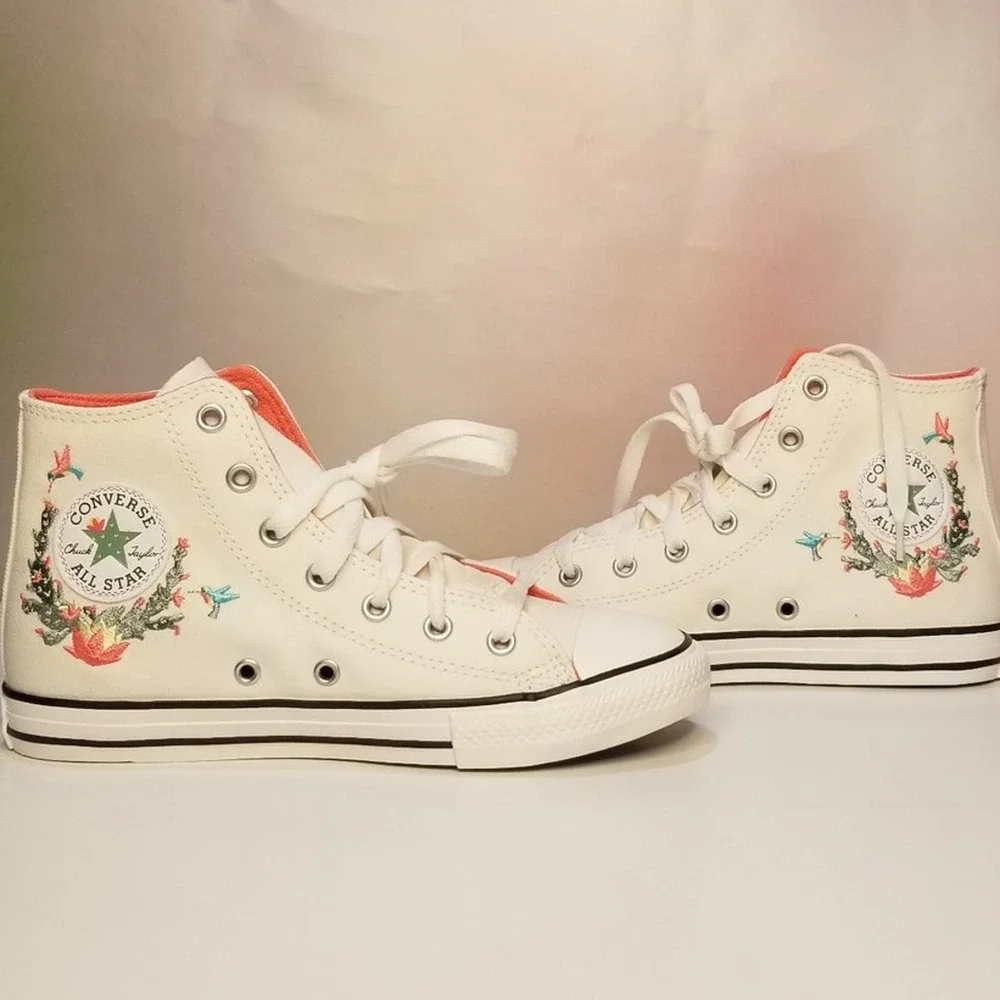 Converse CTAS Canvas Succulent Embroidery Hi Top Sneakers Size 5 NWT